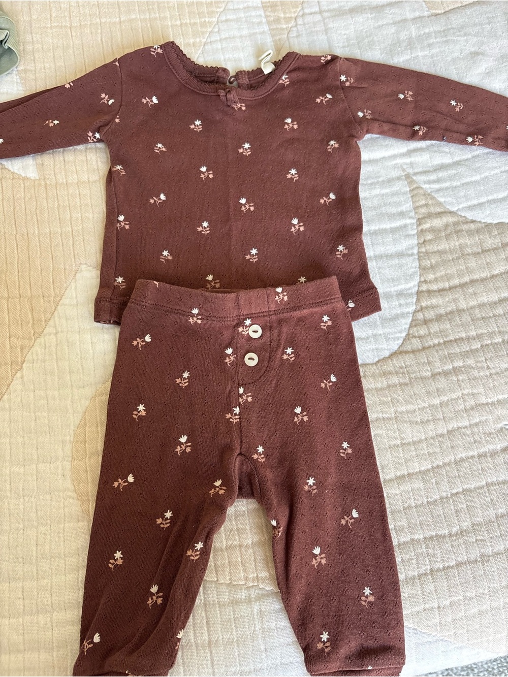 Quincy Mae Pointelle Top and Pants in Plum